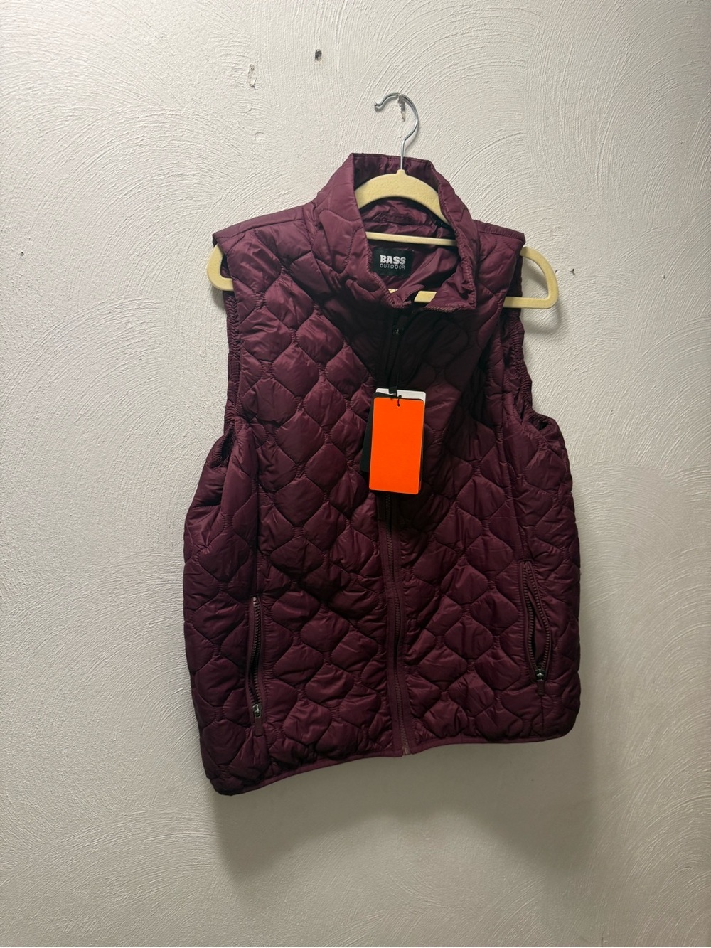 NWT Bass Outdoor Packable Quilted Puffer Vest Plum Fig Purple Large Lightweight - Picture 2 of 9